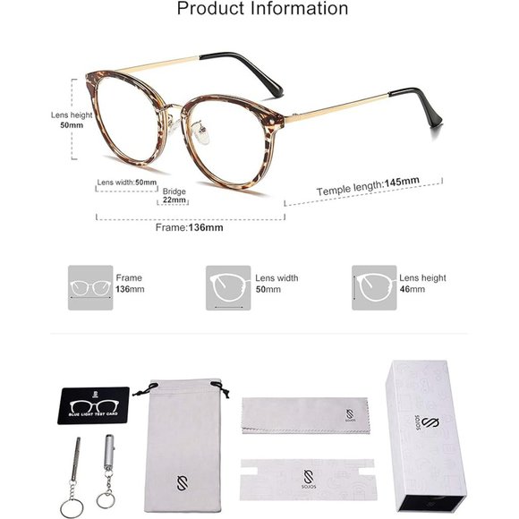 SOJOS Blue Light Glasses | Tortoise/Leopard - Picture 13 of 16
